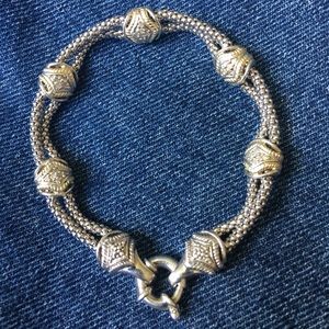 Double Band Pave Diamond / 14K / Sterling Bracelet